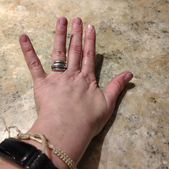 Retired James Avery Sterling Silver Triple Dome Wrap Ring And Earrings Set - Picture 2 of 6